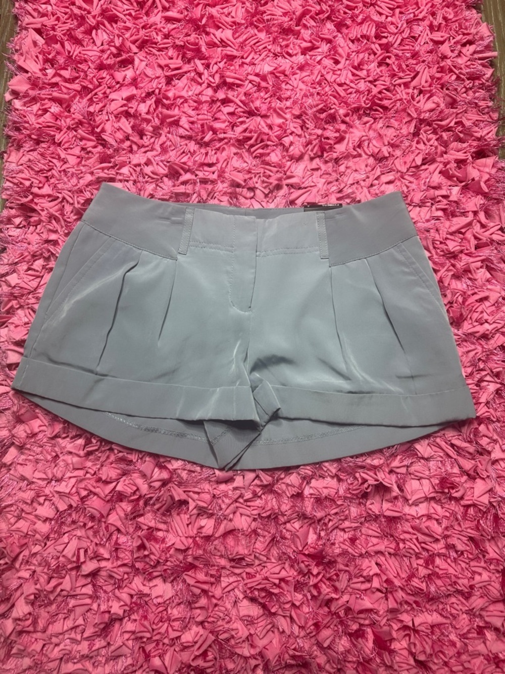Express Light Gray High-Waist Pleated Dress Shorts